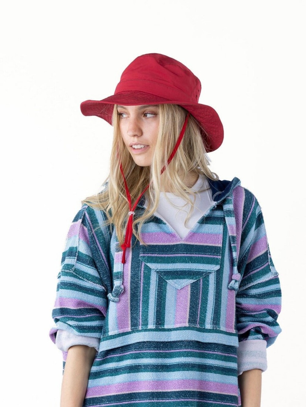 Pistil Red Sun Hat With Chin Strap
